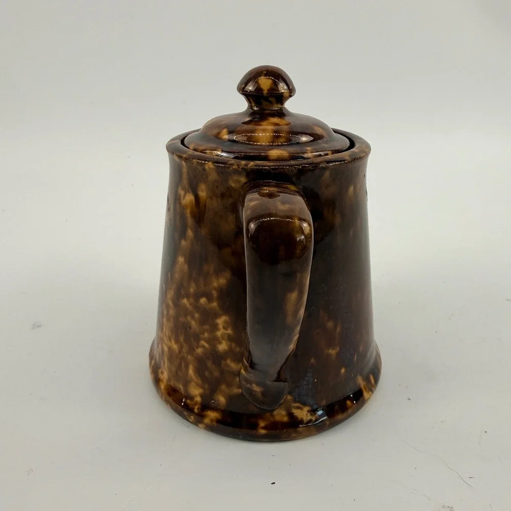 Antique Bennington Rockingham Glaze Individual Coffee Pot with Lid Brown